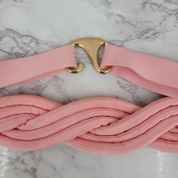 Baby Pink Braided Rope Stretch Belt Vintage 80s - Picture 3 of 6
